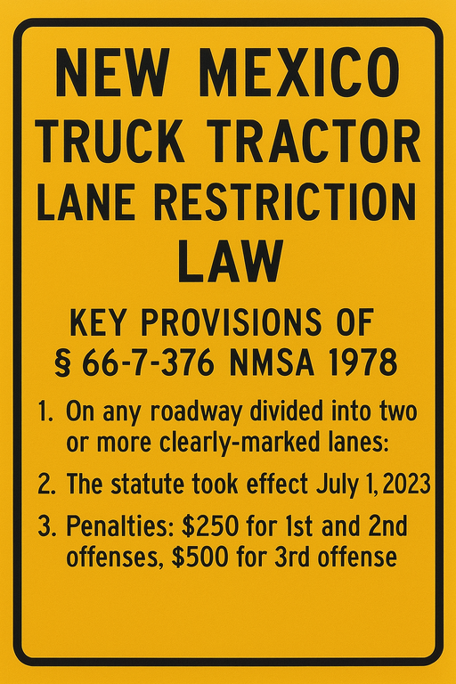 Lane Restriction for Truck Tractors