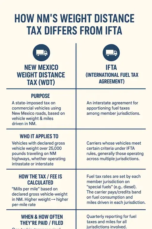 How New Mexico’s Weight Distance Tax differs from IFTA