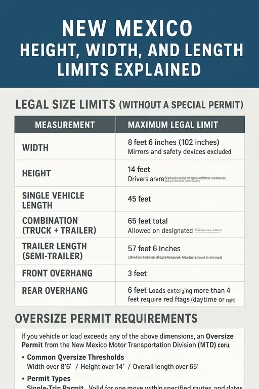 New Mexico Height, Width, and Length Limits Explained