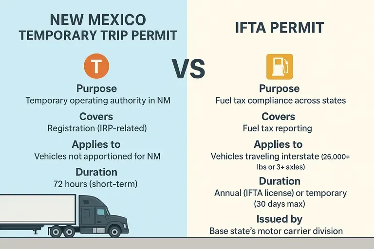 New Mexico Temporary Trip Permit vs IFTA Permit