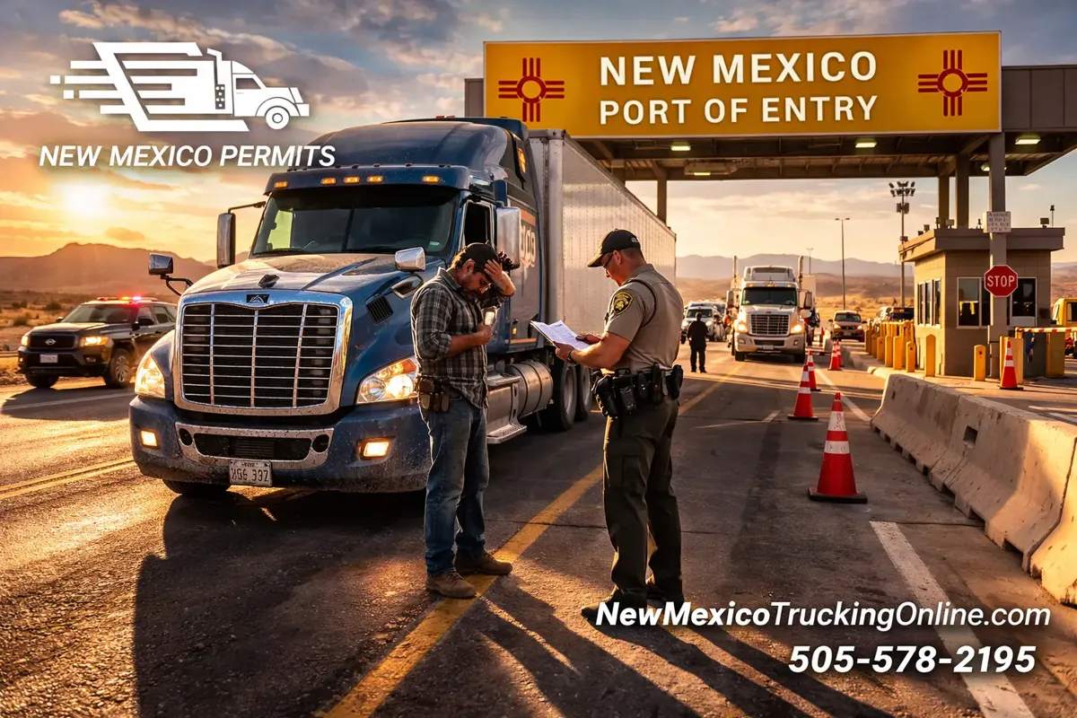 Semi-truck stopped at New Mexico port of entry inspection