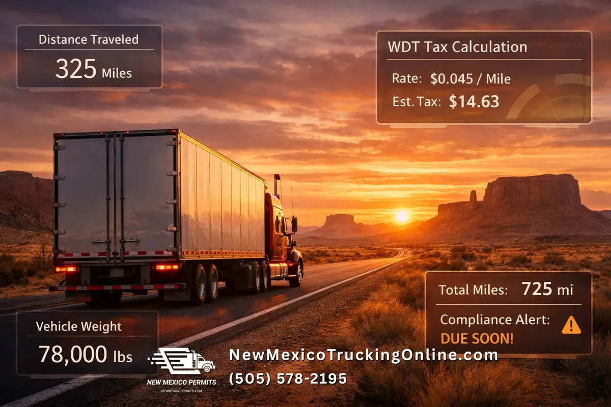 New Mexico WDT truck on desert highway