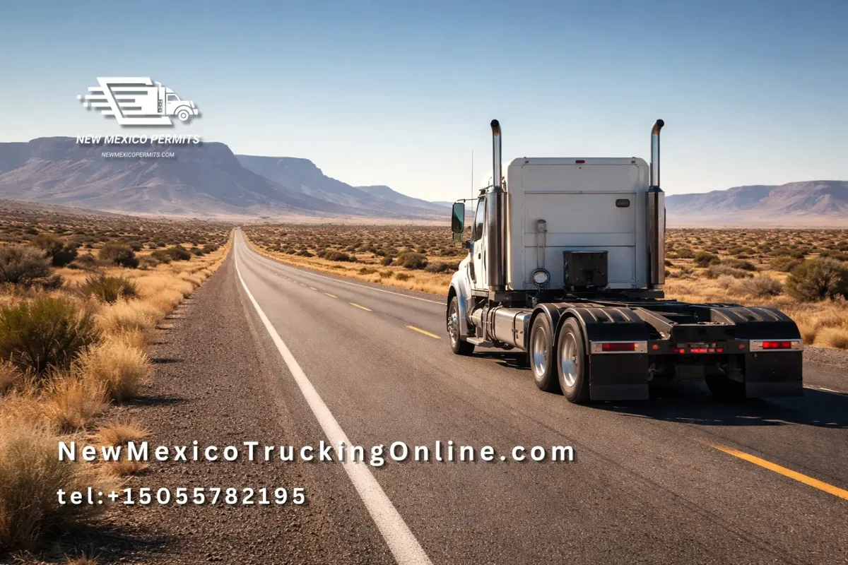 Empty semi truck on New Mexico highway