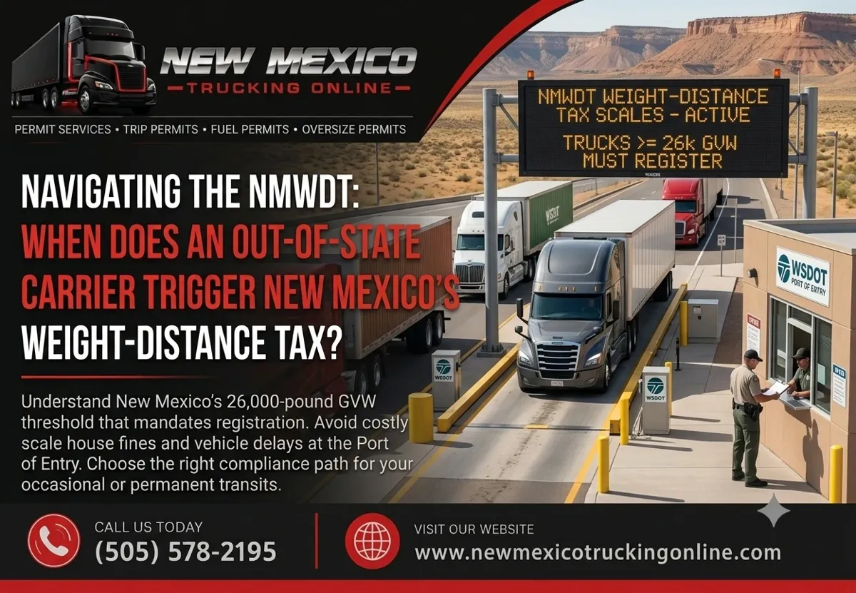 Truck processing through New Mexico Weight-Distance Tax scale house