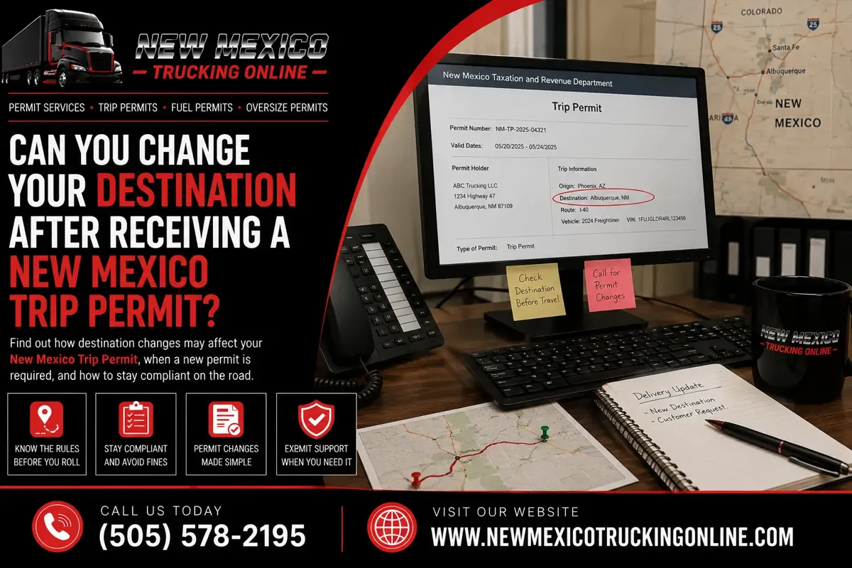 New Mexico Trip Permit Destination Change