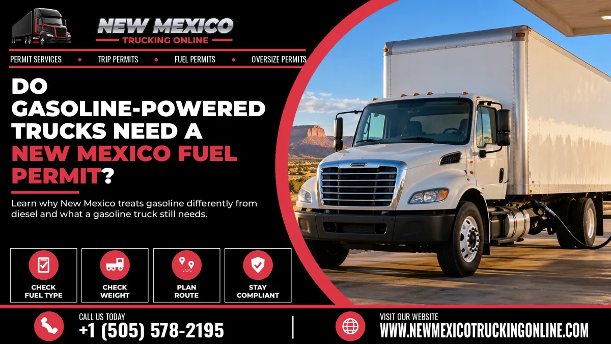 New Mexico Fuel Permit for a gasoline-powered box truck at a fuel station