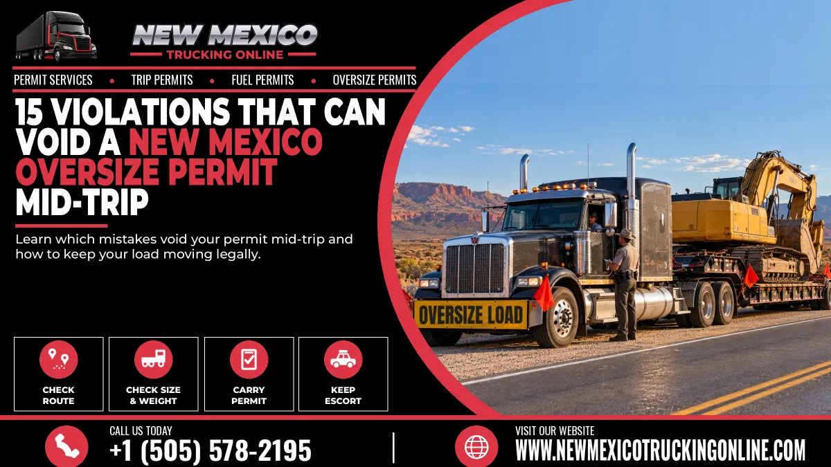 Oversize load truck stopped by a New Mexico officer on a desert highway