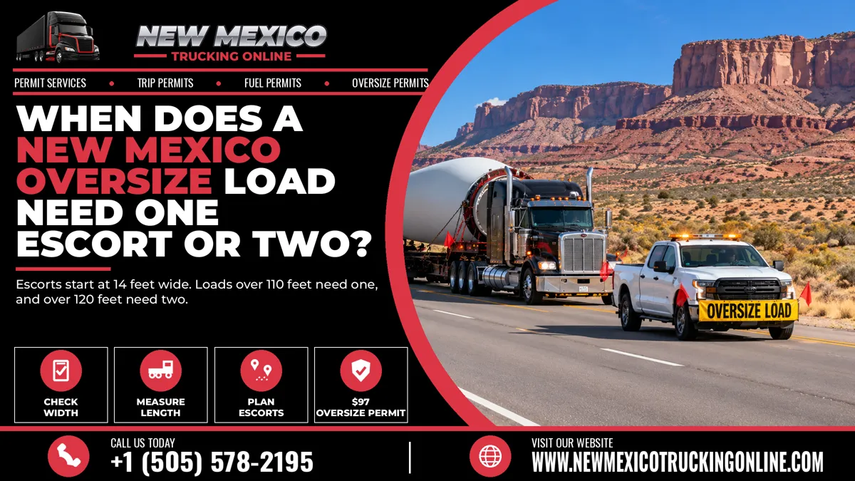 New Mexico oversize load with two escort vehicles