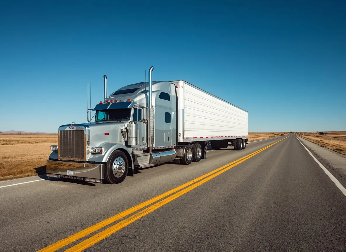 Semi-truck driving on an New Mexico highway